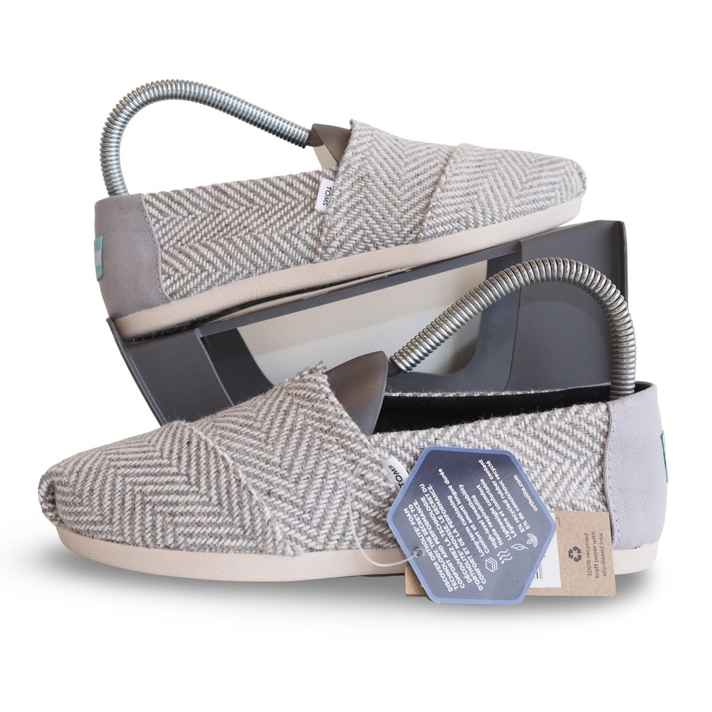 TOMS Alpargata Womens 6 Drizzle Grey XL Herringbone Slip On Shoes